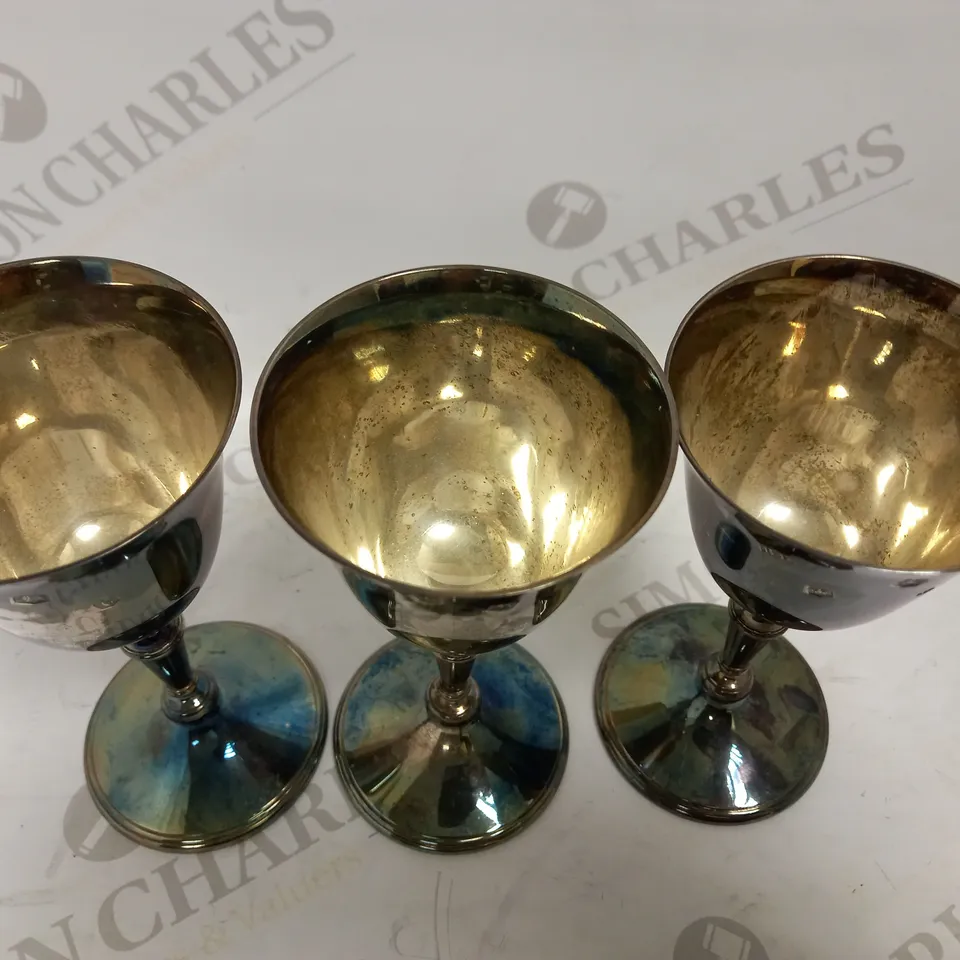 SET OF 3 SILVER WINE CUPS - POSSIBLY BURRAGE DAVENPORT