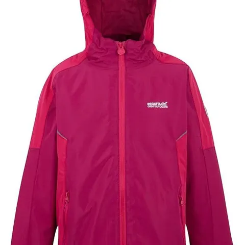 BRAND NEW REGATTA KIDS HURDLE V WATERPROOF JACKET IN BERRY PINK/PINK POTION SIZE UK 7-8 YEARS