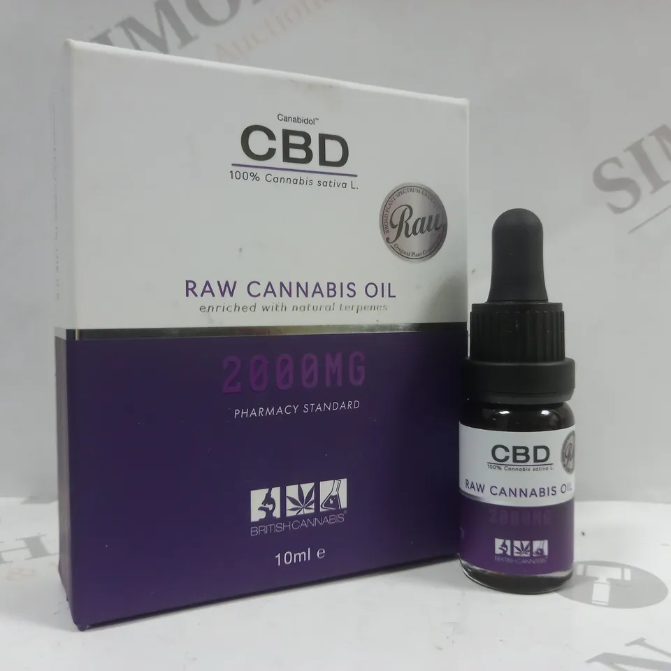 BOXED CANABIDOL CBD RAW CANNABIS OIL 2000MG DROPS 10ML