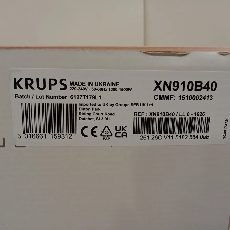 KRUPS NESPRESSO COFFEE MACHINE (XN910B40) – VERTUO NEXT (BOXED)