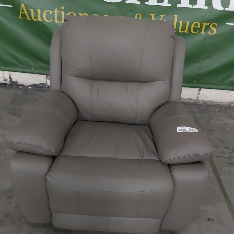 DESIGNER EASY CHAIR GREY LEATHER 