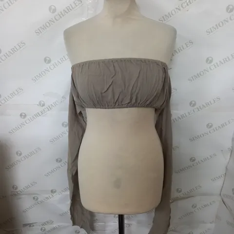 NASTY GAL UK 12 CRINKLE BANDEAU TIE FRONT COVER UP TOP STONE