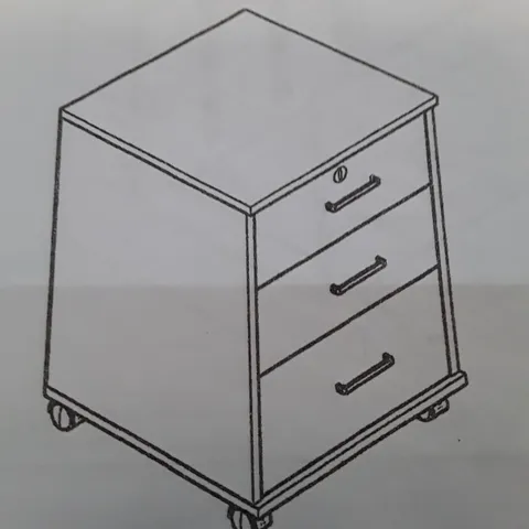 BOXED BROWN BEDSIDE CHEST WITH WHEELS