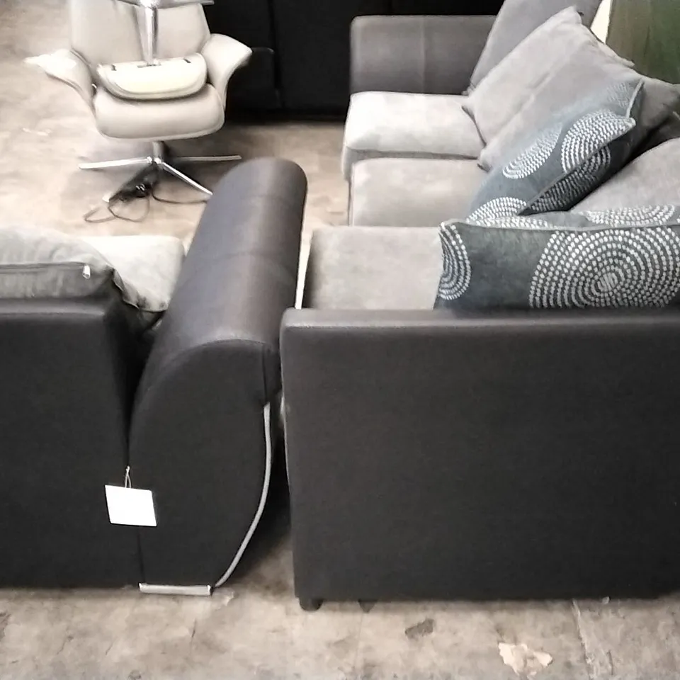 QUALITY DESIGNER CORNER GROUP SOFA PARTS - BLACK LEATHER (PARTS NOT MATCHING)