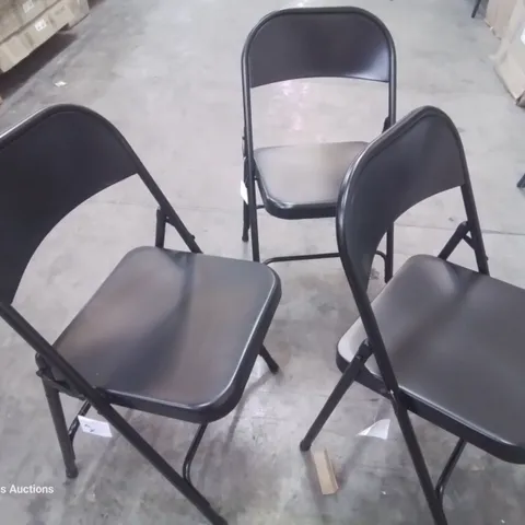 THREE LASANA METAL FOLDING CHAIRS BLACK