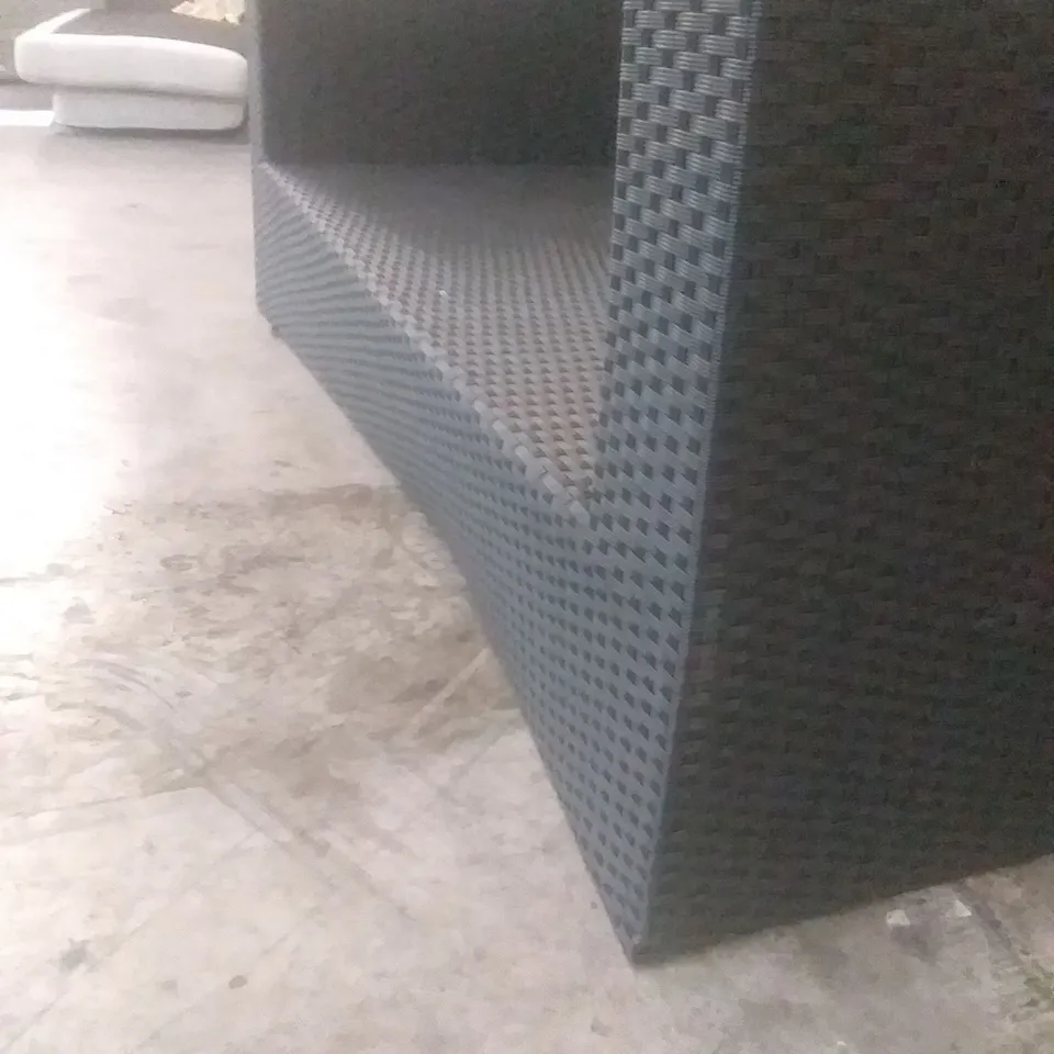 RATTAN EFFECT 2 SEATER GARDEN SOFA BLACK