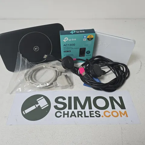 APPROXIMATELY 8 ASSORTED HOUSEHOLD ITEMS TO INCLUDE TP-LINK AC1300 ARCHER T3U ADAPTER, BT ROUTER, SKY ROUTER, ETC