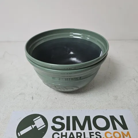 Green glazed ceramic nesting bowls, two-piece set