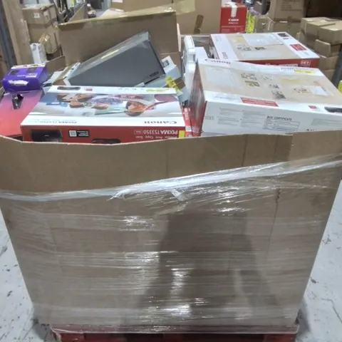 PALLET CONTAINING A LARGE QUANTITY OF ASSORTED TECH ITEMS TO INCLUDE CANON PIXMA PRINTERS, VARIOUS TWS EARPHONES AND ROKU EXPRESS