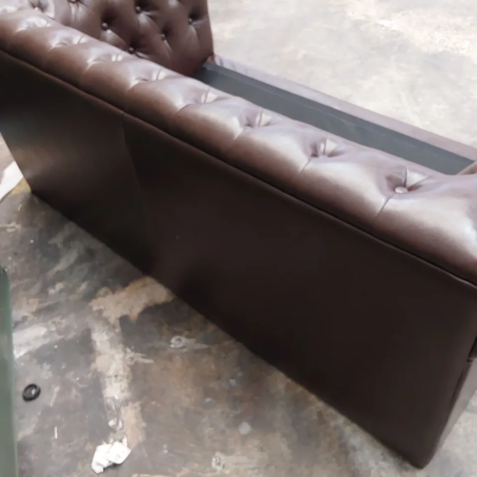 DESIGNER TWO SEATER CHESTERFIELD SOFA CHESTNUT LEATHER 