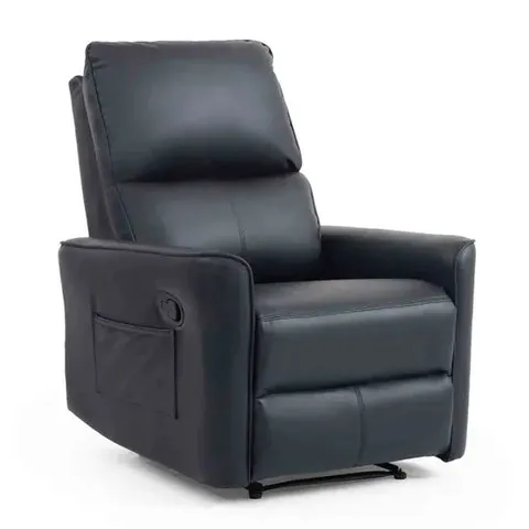 BOXED MADRID MANUAL AIR LEATHER RECLINING CHAIR -BLACK-
