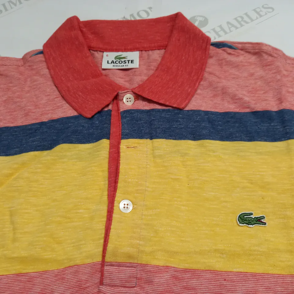 LACOSTE REGULAR FIT POLO IN STRIPED MULTI - 6