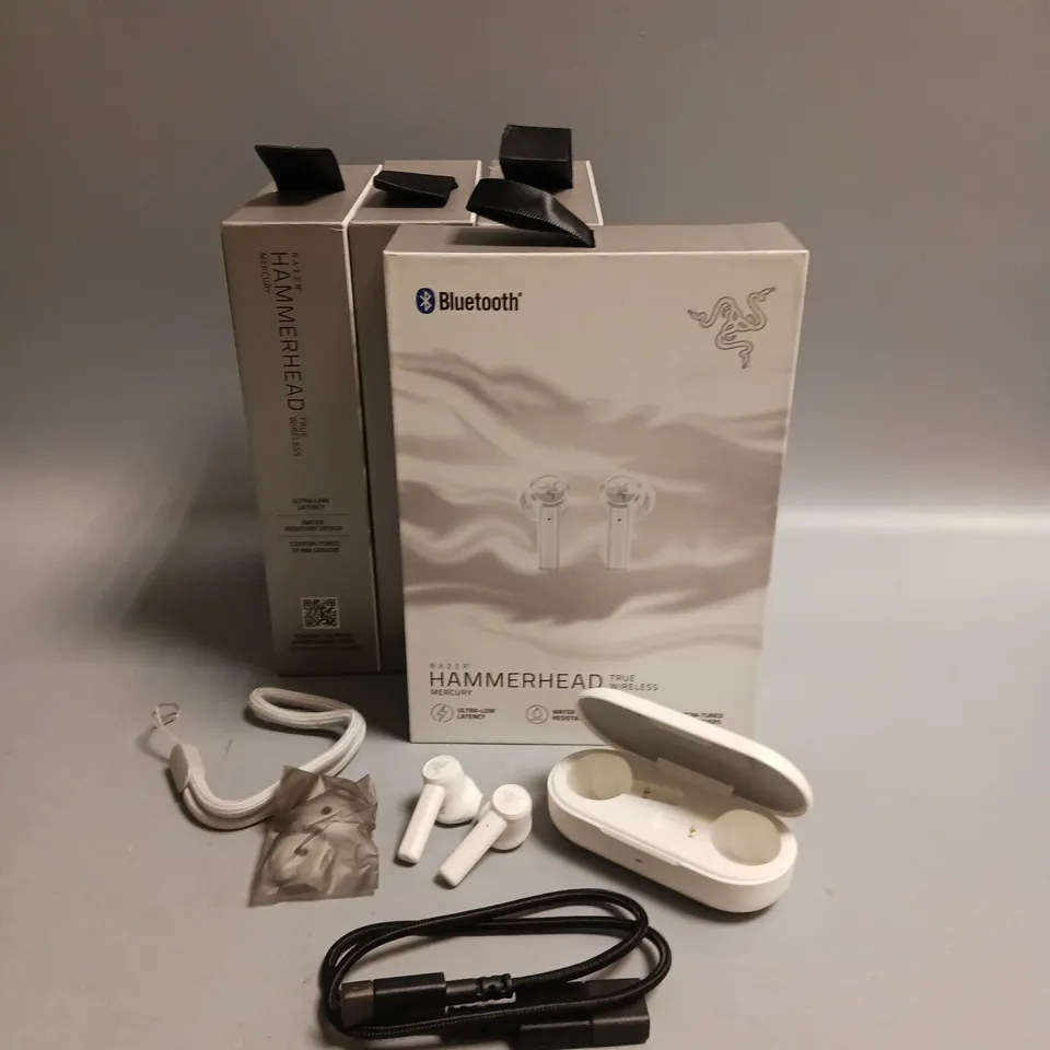 LOT OF 4 RAZER HAMMERHEAD WIRELESS HEADPHONES IN MERCURY