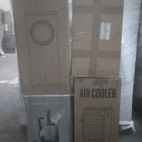 PALLET OF ASSORTED BOXED ITEMS INCLUDING, AIR COOLERS, LAURA STAR HYGIENIC STEAMER AND IOEME PORTABLE WARDROBE