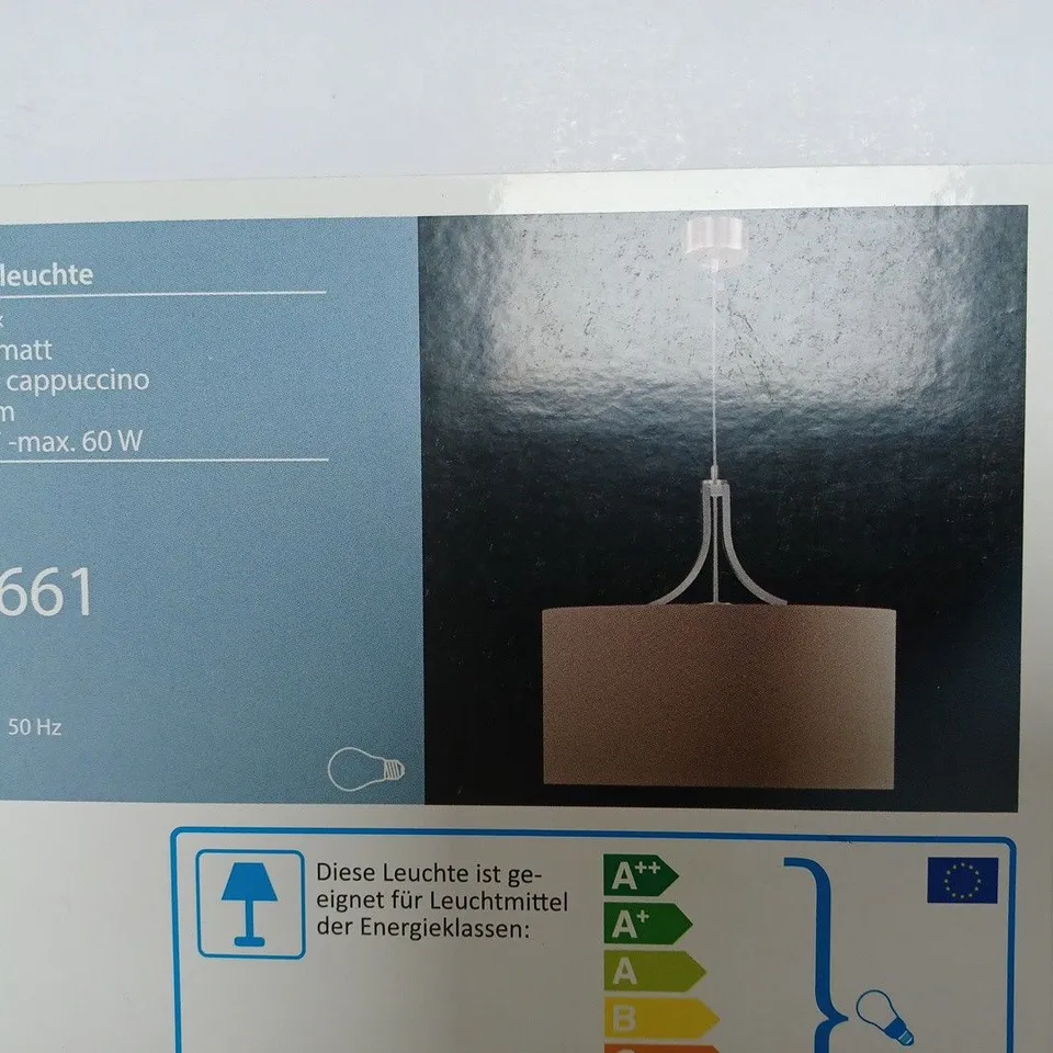 BOXED HONSEL LEUCHTEN MIRA 1 - LIGHT DRUM PENDANT - CAPPUCCINO