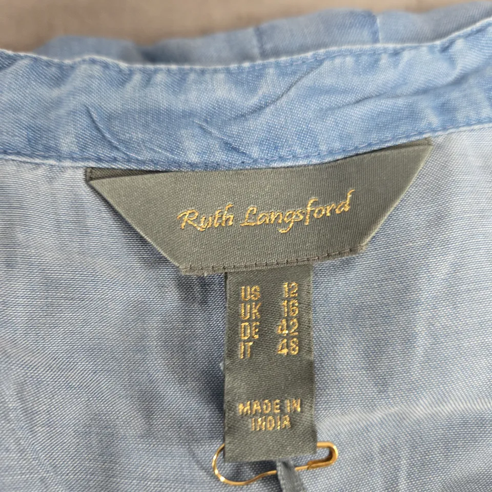 RUTH LANGFORD WOMEN'S BLUE SHIRT - UK 16 (US 12) 