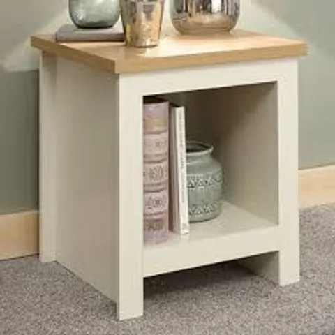 BOXED LANCASTER SIDE TABLE WITH SHELF - CREAM (1 BOX)