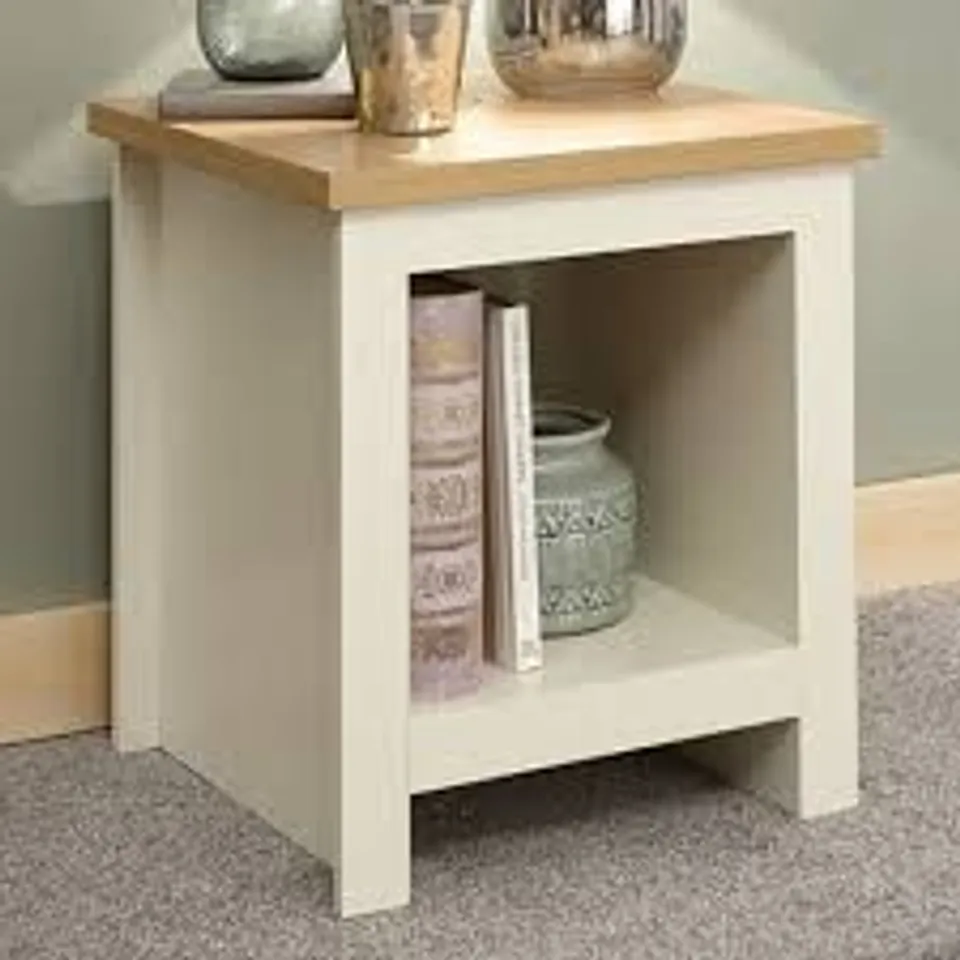 BOXED LANCASTER SIDE TABLE WITH SHELF - CREAM (1 BOX)