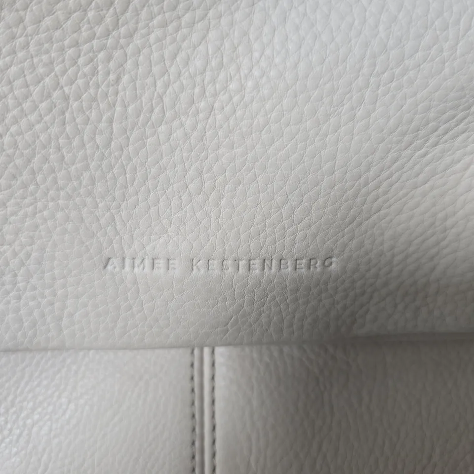 AIMEE KESTENBERG CREAM LEATHER SHOULDER BAG WITH BRAIDED TRIM