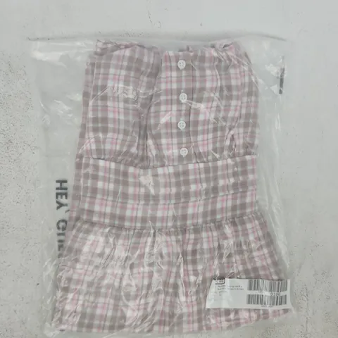 BAGGED HOLLISTER SCOOP NECK A-LINE MINI DRESS IN BROWN/PINK SIZE MEDIUM