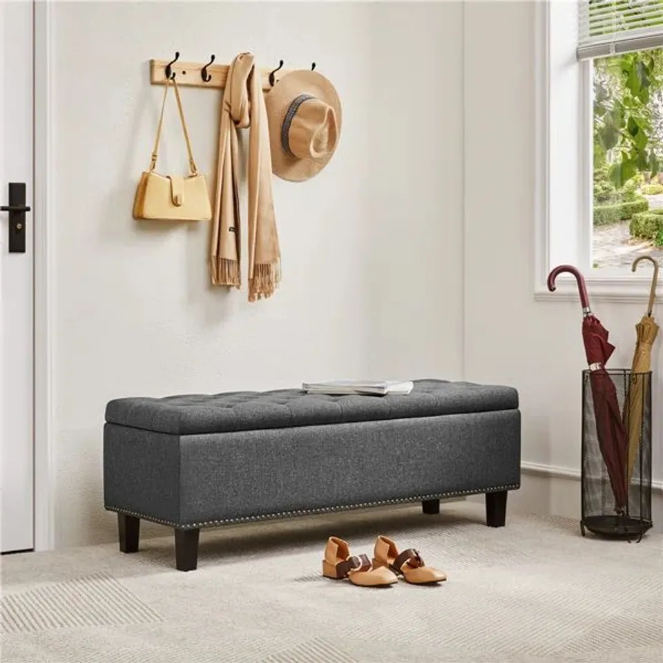 LIELAH 124.5CM WIDE TUFFED RECTANGLE SOLID COLOUR STORAGE OTTOMAN