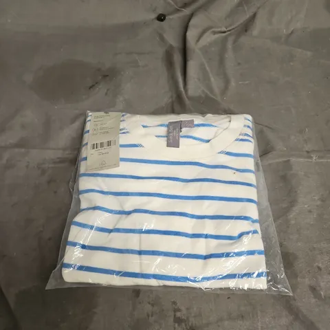 SWEATY BETTY AFTER CLASS CROP SWEATSHIRT IN TIDAL BLUE STRIPE SIZE S