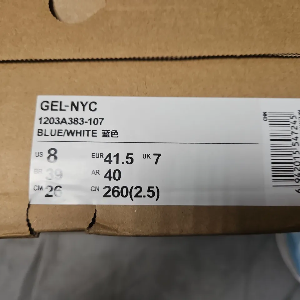 BOXED ASICS GEL-NYC SNEAKERS – BLUE/WHITE, UK 7 (US 8, EU 41.5) – MEN’S