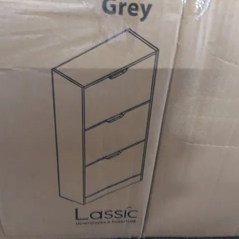 BOXED 18 PAIR FLIP DOWN SHOE STORAGE - GREY (1 BOX)