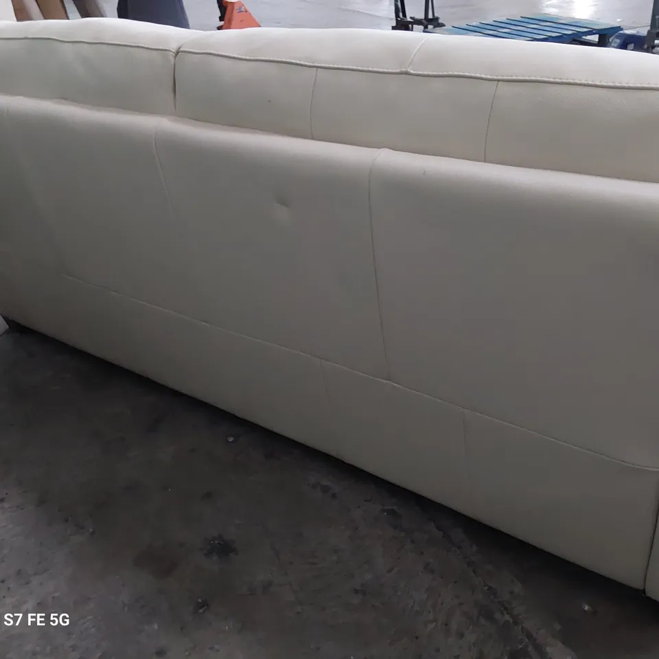 QUALITY ITALIAN DESIGNER GRADO FIXED THREE SEATER SOFA CREAM LEATHER 