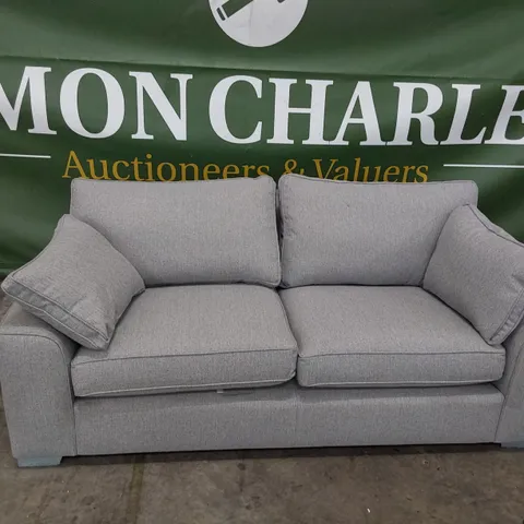 QUALITY BRITISH MADE LOUNGE Co THREE SEATER SOFA WITH BOLSTER CUSHIONS GREY FABRIC