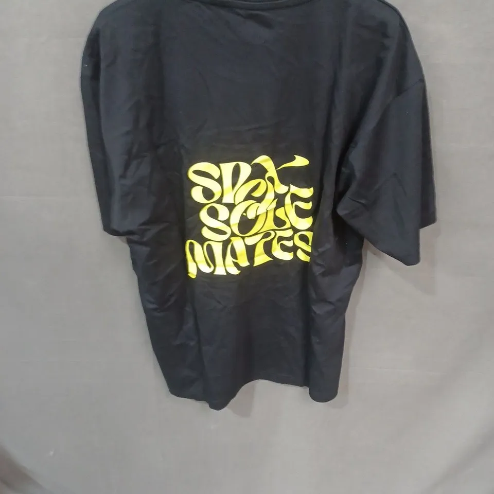 SPOX BLACK COTTON T-SHIRT WITH NEON YELLOW BACK GRAPHIC – UNISEX