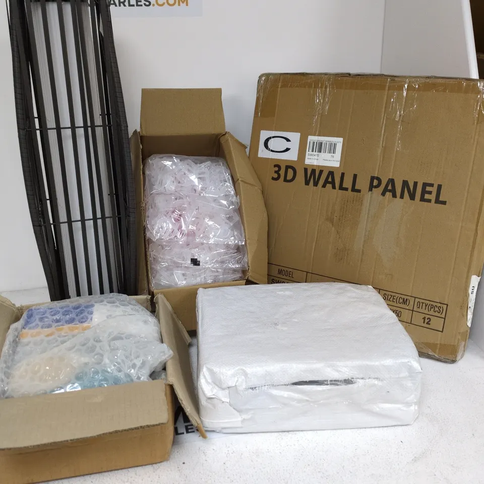 LOT OF 10 ASSORTED HOUSEHOLD ITEMS TO INCLUDE SOLAR LANTERN, 3D WALL PANEL AND OUTDOOR GAZEBO