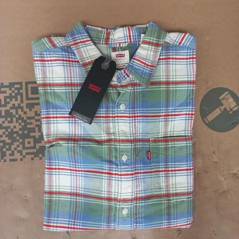 LEVI'S LONG SLEEVE BUTTON-UP OVERSHIRT IN CHECK MULTICOLOUR SIZE LARGE