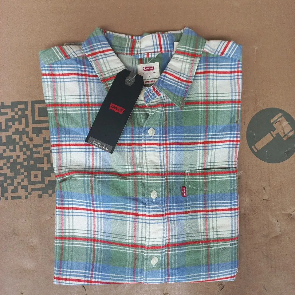 LEVI'S LONG SLEEVE BUTTON-UP OVERSHIRT IN CHECK MULTICOLOUR SIZE LARGE