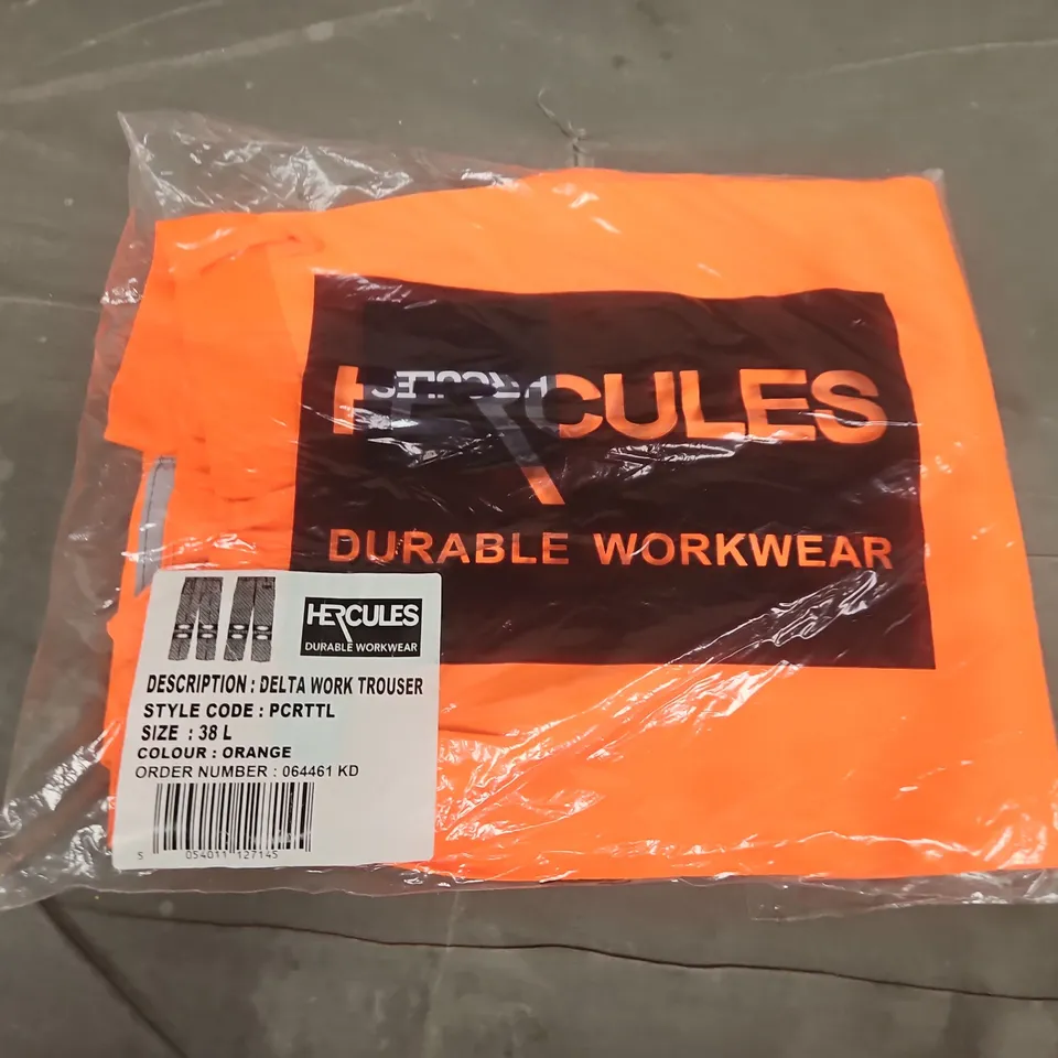 BAGGED HERCULES DELTA WORK TROUSERS IN ORANGE - 38L