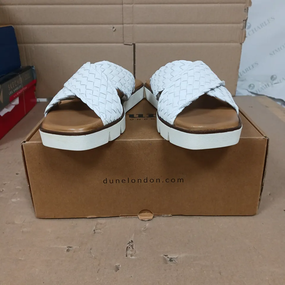 DUNE LONDON WOVEN CROSS STRAP LEATHER SANDALS WHITE SIZE 6 