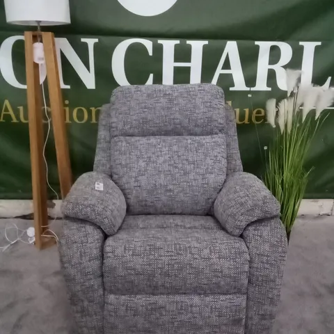 QUALITY DESIGNER ELECTRIC RECLINER ARMCHAIR - GREY FABRIC