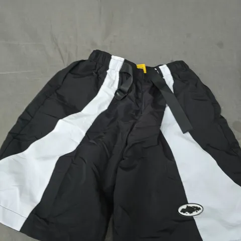 CORTEIZ BLACK WINDBREAKER PANTS WITH WHITE SIDE PANELS - SIZE UNSPECIFIED
