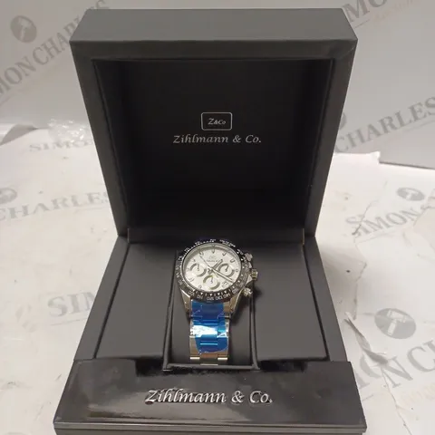 MENS ZIHLMANN & Co Z400 WATCH β CHRONOGRAPH MOVEMENT β SILVER STAINLESS STEEL STRAP
