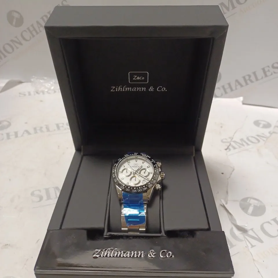 MENS ZIHLMANN & Co Z400 WATCH – CHRONOGRAPH MOVEMENT – SILVER STAINLESS STEEL STRAP