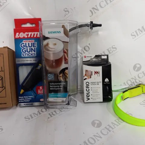 BOX OF APPROXIMATELY 12 ASSORTED ITEMS TO INCLUDE - LOCTITE GLUE GUN - VELCRO HEAVY DUTY - TOILET ROLL HOLDER ECT