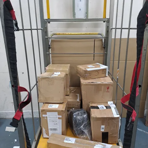 CAGE OF APPROXIMATELY 8 ASSORTED HOUSEHOLD ITEMS TO INCLUDE RECHARGEABLE FAN, CANDLES, ETC - COLLECTION ONLY