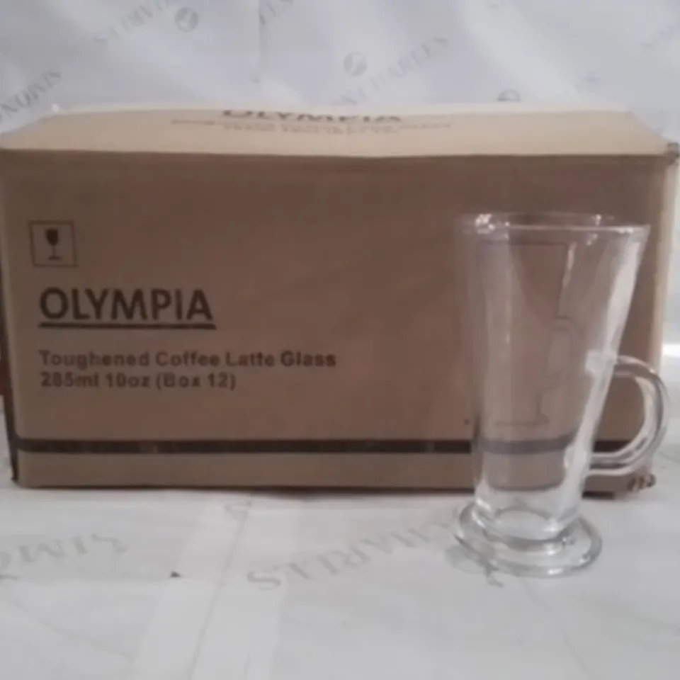 BOXED OLYMPIA TOUGHENED COFFEE LATTE GLASSES APPROXIMATELY 12
