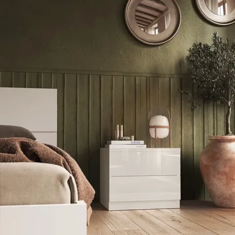 LUCE - MODERN LACQUERED NIGHTSTAND, ASSEMBLED