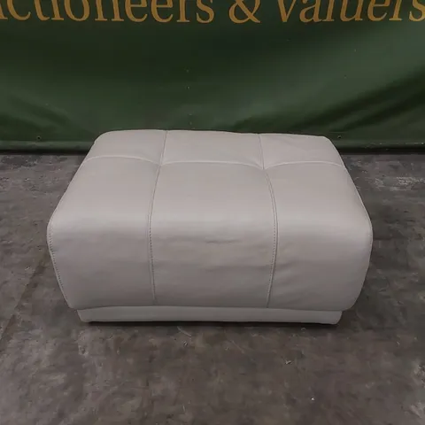 QUALITY DESIGNER ITALIAN MADE LEATHER MARCOS RECTANGULAR STOOL - WHITE GREY