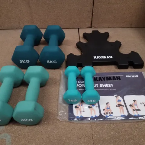 BOXED KAYMAN 18KG DUMBBELL SET WITH STAND 