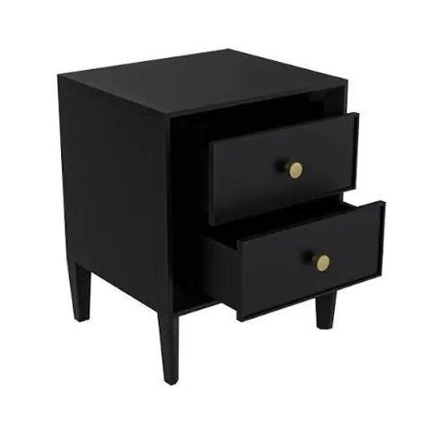 BOXED IR063 2 DRAWER BEDSIDE TABLE BLACK WASH