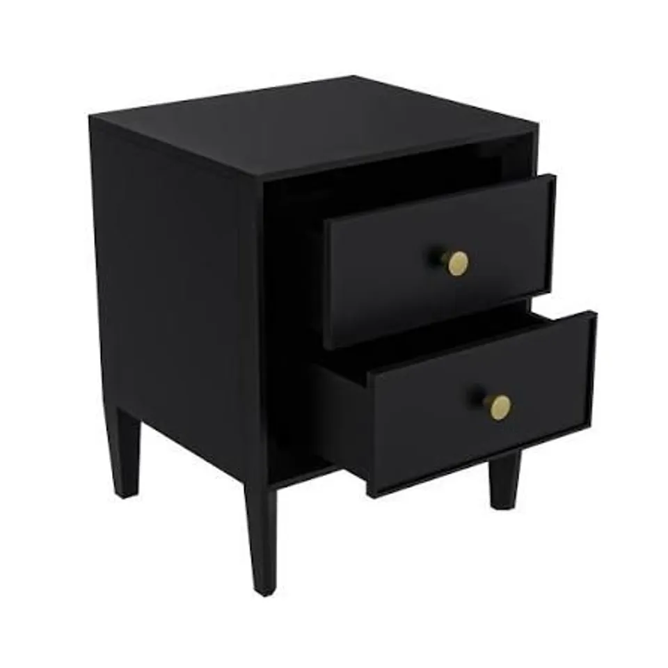 BOXED IR063 2 DRAWER BEDSIDE TABLE BLACK WASH