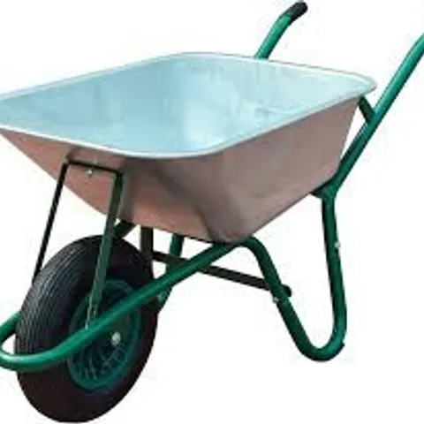 BOXED NEO WHEELBARROW HOME GARDEN CART GALVANISED (85L) SILVER (1 BOX)