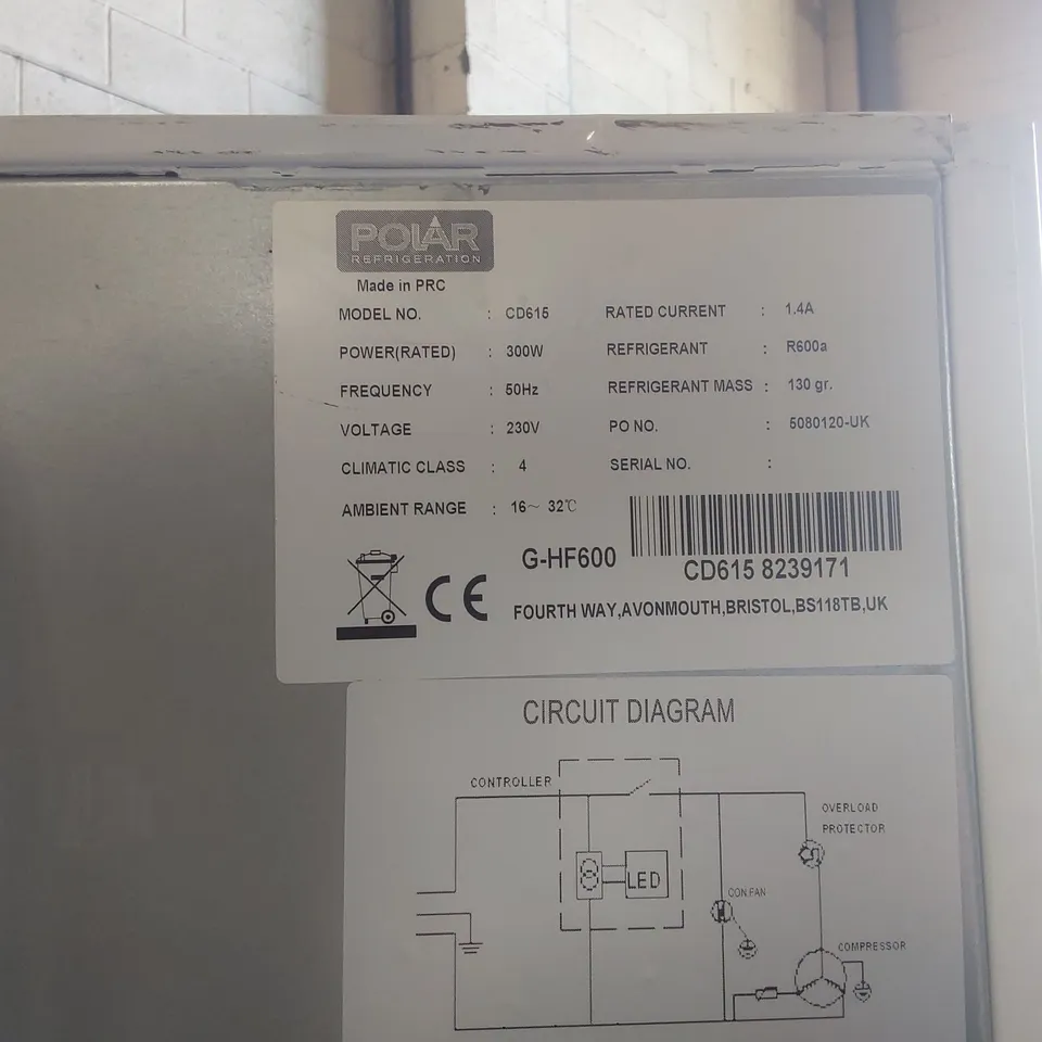 POLAR C-SERIES UPRIGHT FREEZER WHITE 600LTR - CD615